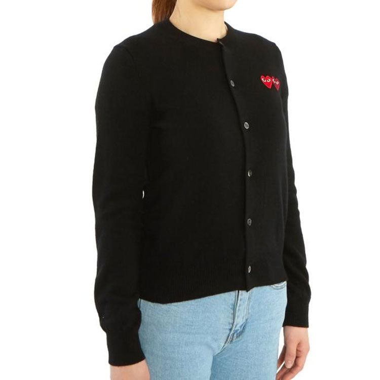 (WMNS) COMME des GARCONS PLAY Cardigan With Double Emblems 'Black' AZ-N057-051-1