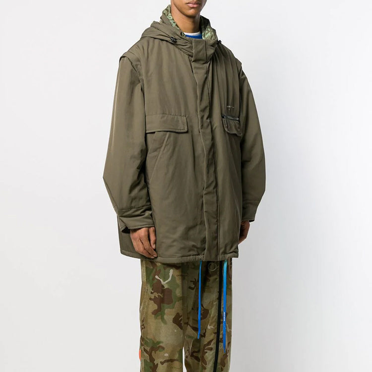Off-White Unisex Padded Hooded Windbreaker Jacket Green OMEB010F19F230264301