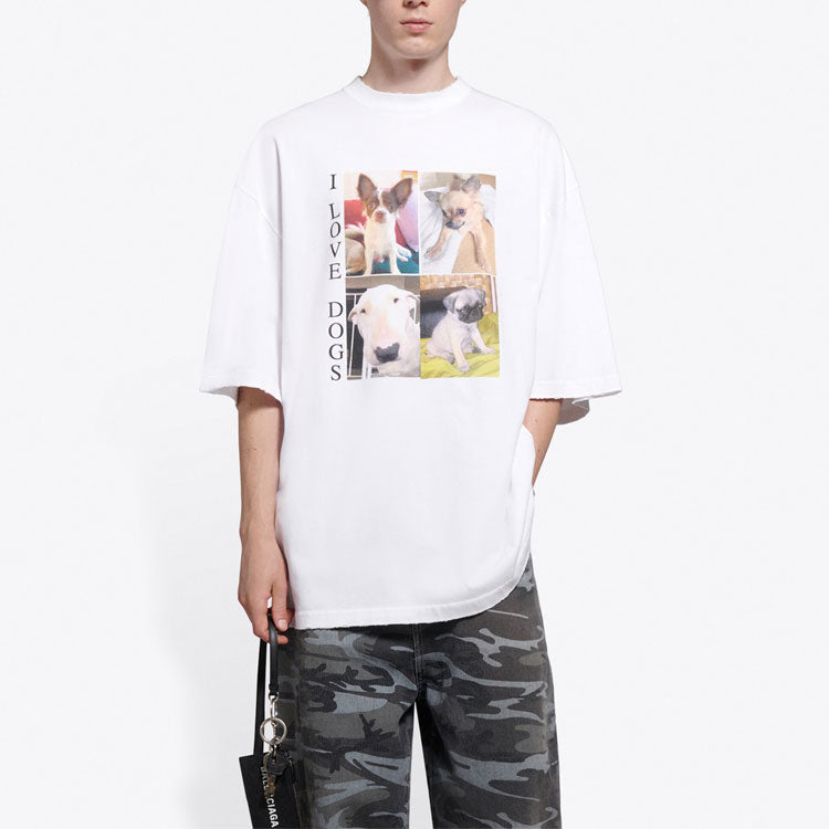 Balenciaga Unisex I Love Dogs Printing White 641614TJVH19000