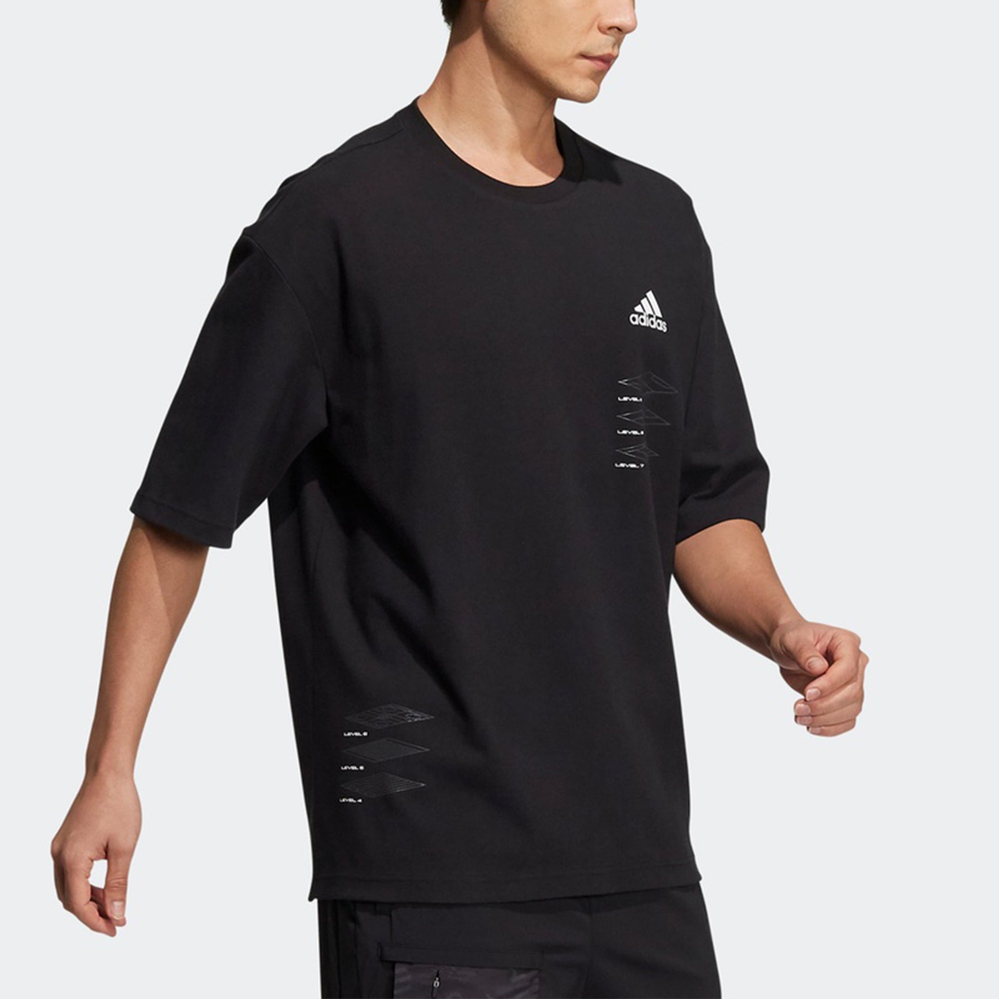 adidas St Rlx Game Tee Printing Sports Round Neck Loose Short Sleeve Black H40191