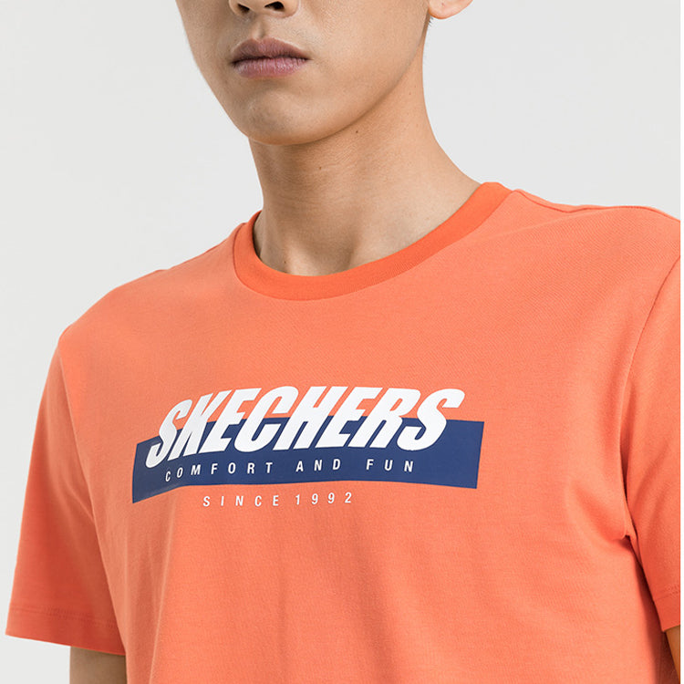 Men's Skechers Printing Short Sleeve t Orange Red C219M025-003