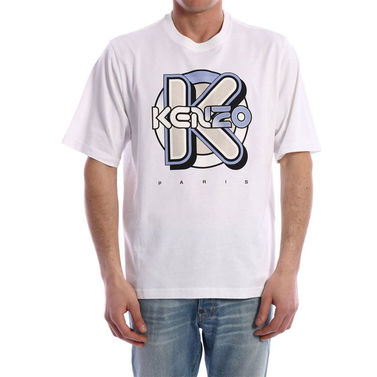 Men's KENZO Alphabet Printing Short Sleeve White T-Shirt 5TS5054SH-01