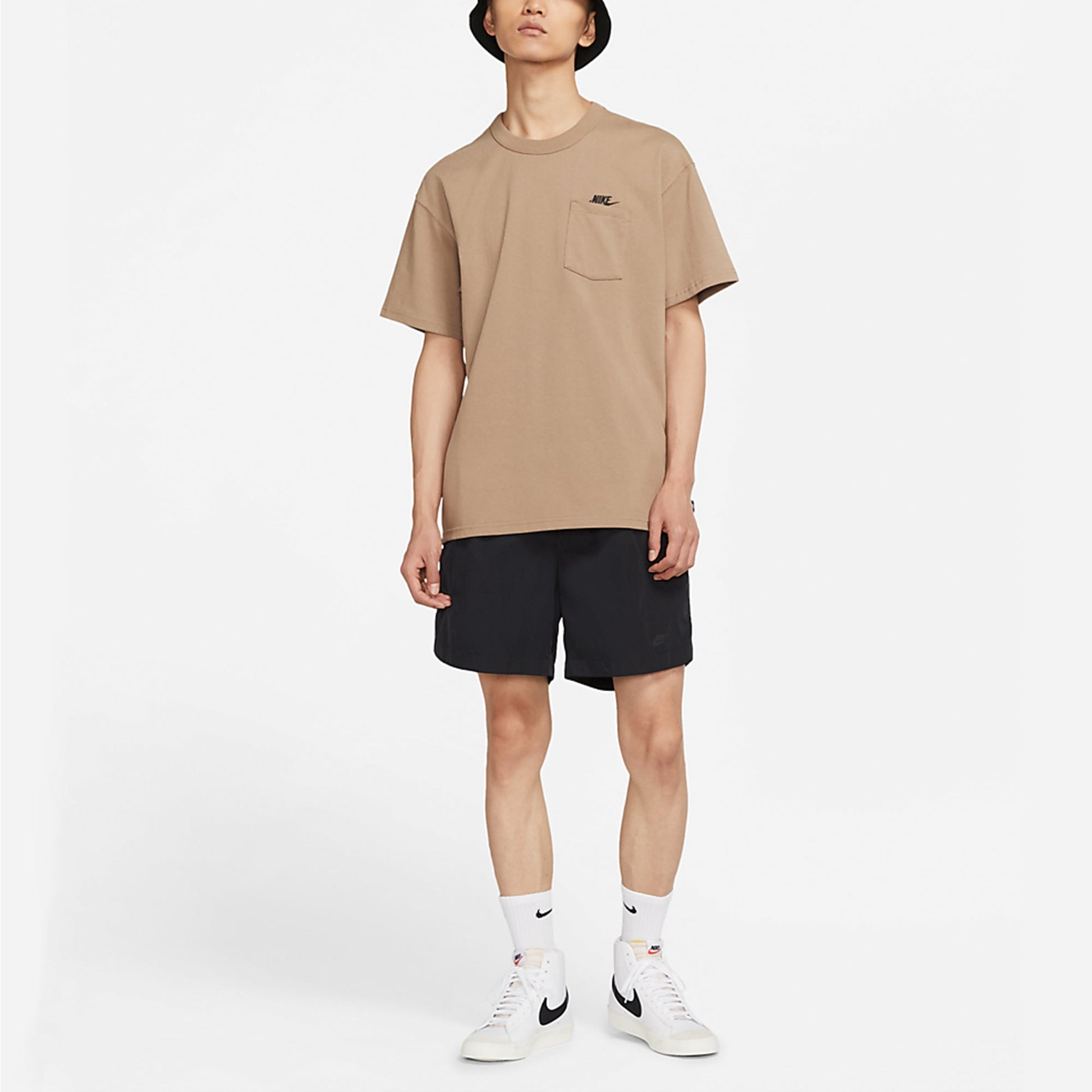 Nike Sportswear Essential Pocket Embroidered logo Short Sleeve Brown DB3250-208