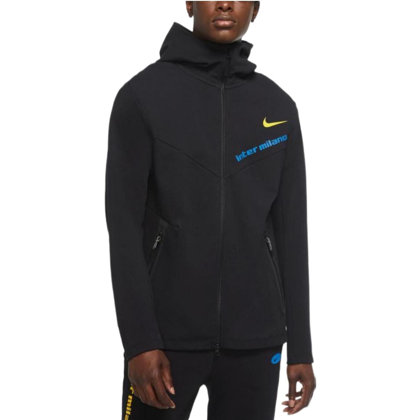 Men's Nike Solid Color Logo Alphabet Hooded Zipper Jacket Black CK8588-010