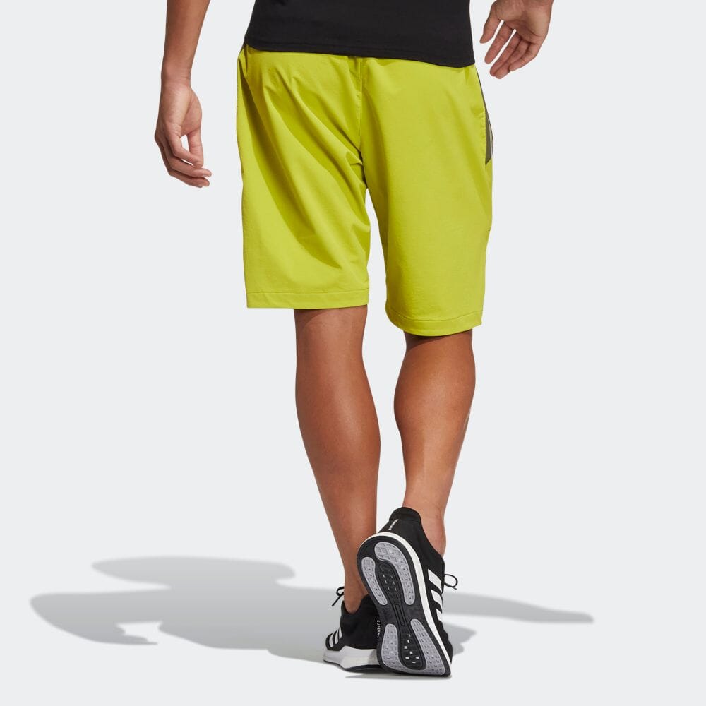 Men's adidas Solid Color Belt Straight Casual Sports Shorts Yellow HE9933