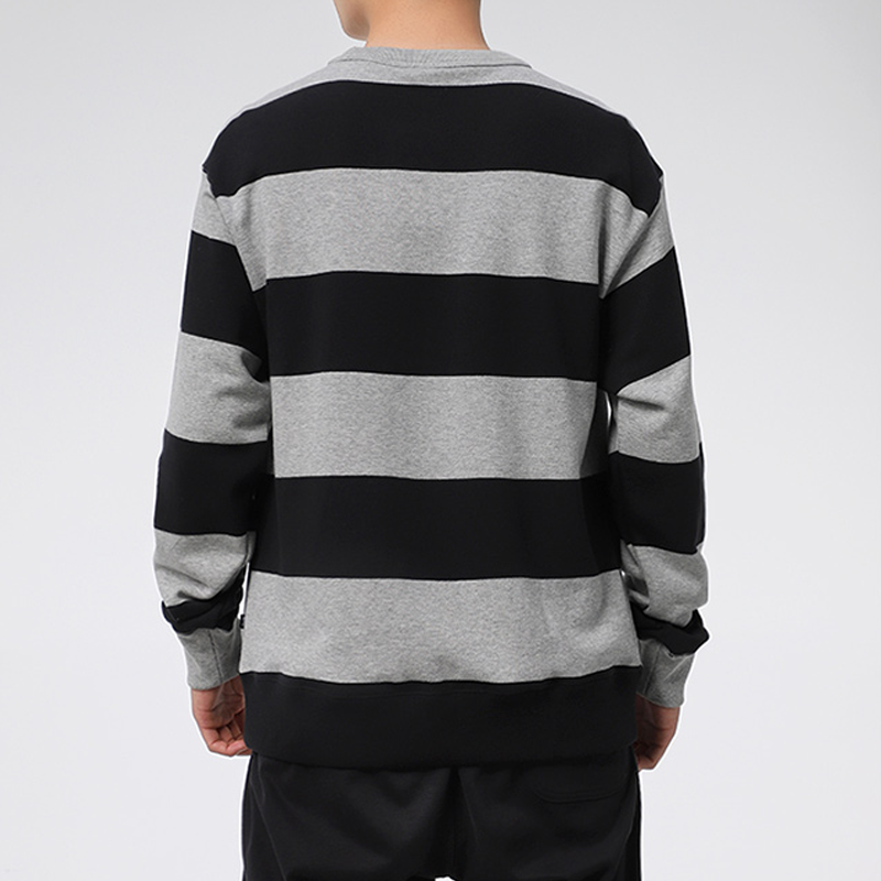 Men's Nike Logo Stripe Round Neck Long Sleeves Autumn Black Gray DN3987-063