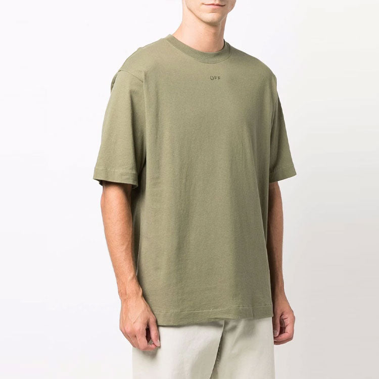 Off-White SS21 Rubber Arrow Printing Short Sleeve Slim Fit Version Green OMAA119F21JER0125555