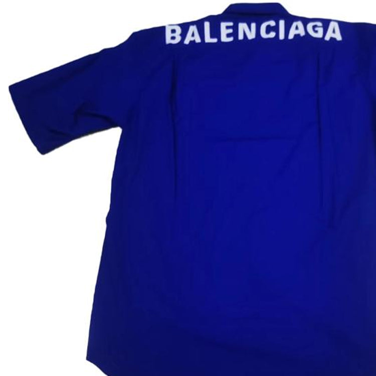 Balenciaga Back Logo Cotton Poplin Shirt 'Blue' 556913TEM164210
