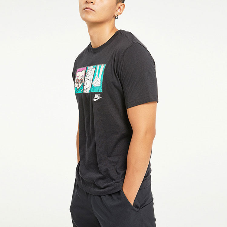 Nike Cartoon Printing Round Neck Pullover Short Sleeve Black DH0012-010