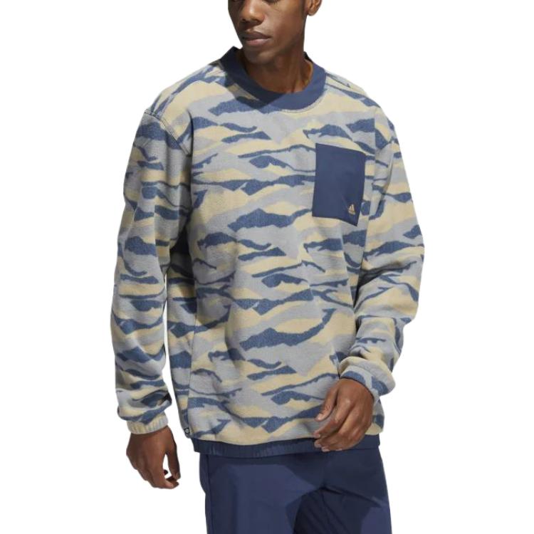 adidas Texture-Print Crew Sweatshirt 'Hemp Navy' HF6525