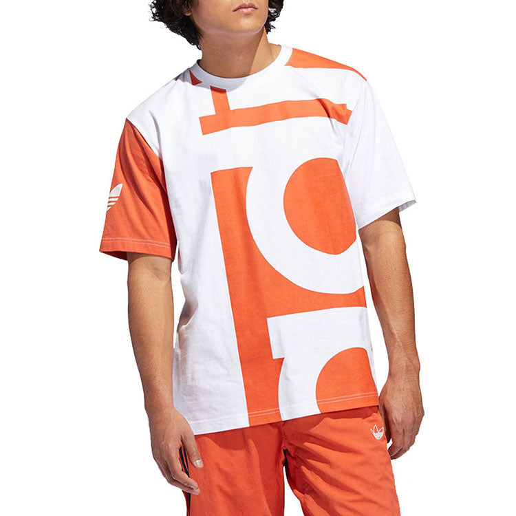 adidas originals Bigaditee Casual Large Logo Printing Round Neck Pullover Breathable Short Sleeve Orange DY6652