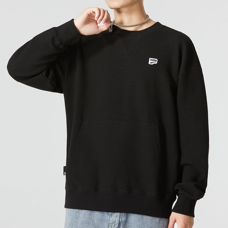 PUMA Downtown Waffle Crewneck Sweatshirt 'Black' 537730-01