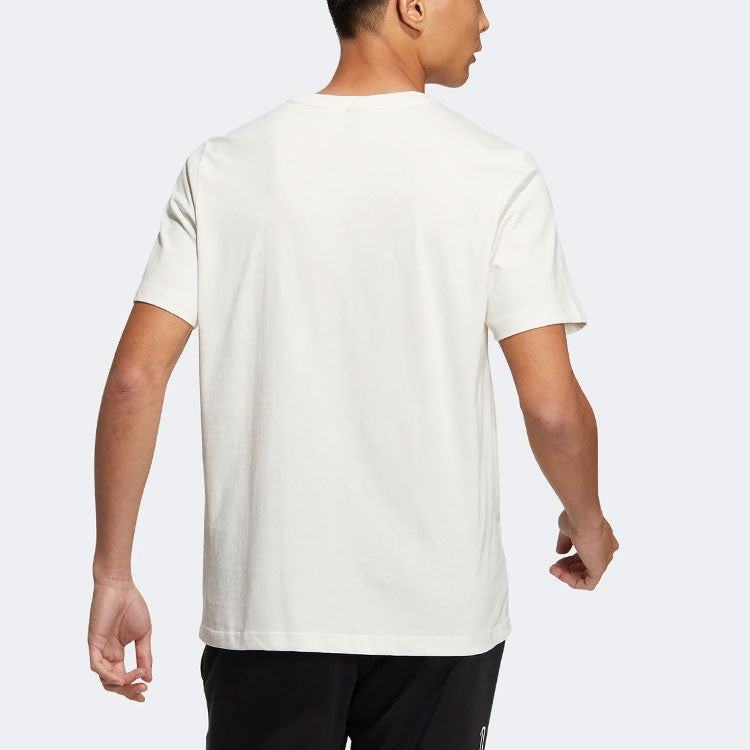 Men's adidas Alphabet Logo Printing Casual Round Neck Short Sleeve White T-Shirt HN9045