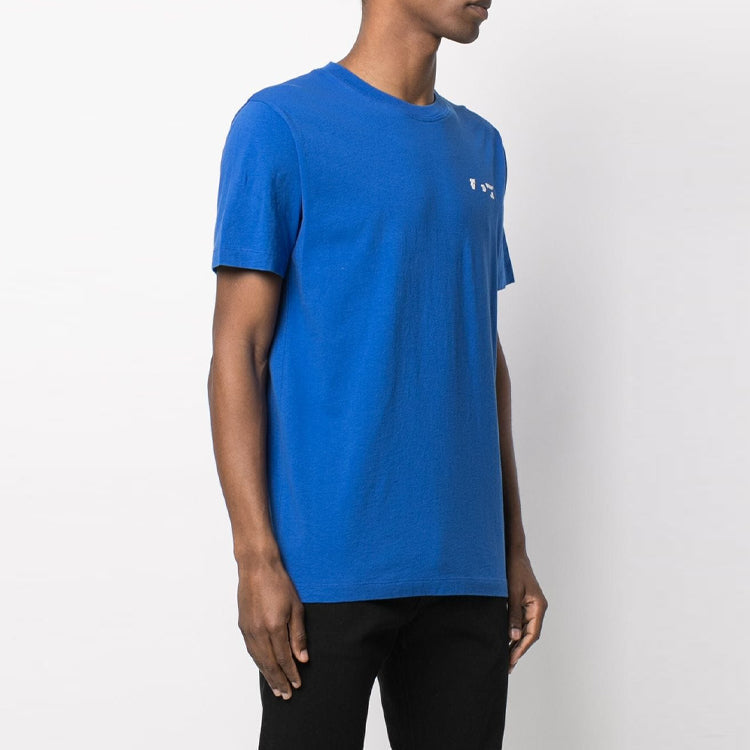 Off-White SS21 Chest Logo Printing Round Neck Short Sleeve Ordinary Version Blue OMAA027S21JER0034501