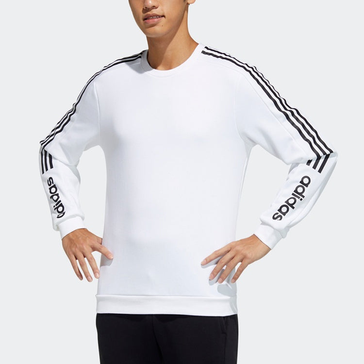 adidas neo M Basc Ss Logo Printing Round Neck Pullover White H45561