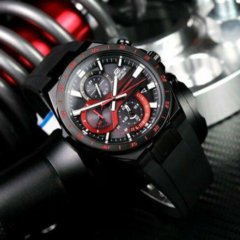 CASIO EDIFICE Solar Powered Mens BlackRed Analog EQS-920PB-1A
