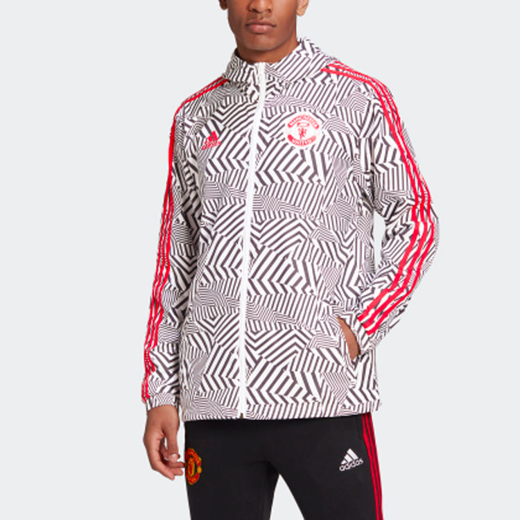 adidas Manchester United Soccer/Football Sports Hooded Jacket White FR3843