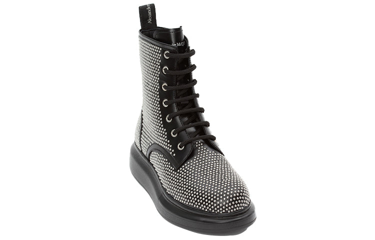 (WMNS) Alexander McQueen Hybrid Lace Up Boot 'Black Silver' 611701WHXHE1081