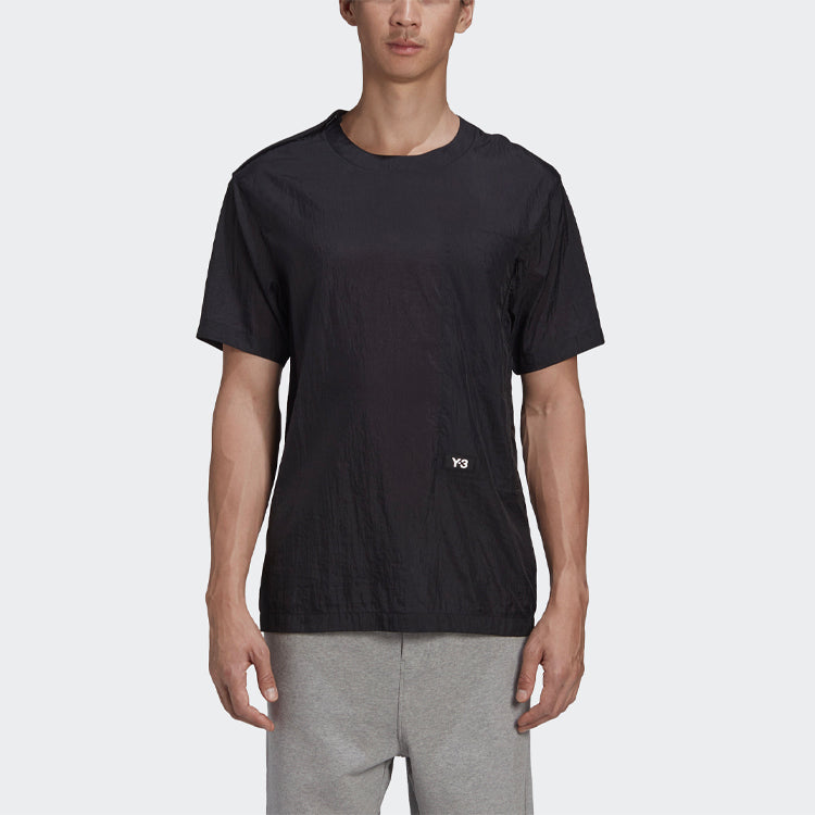 Men's Y-3 Pocket Logo Pattern Short Sleeve Black T-Shirt GK4801