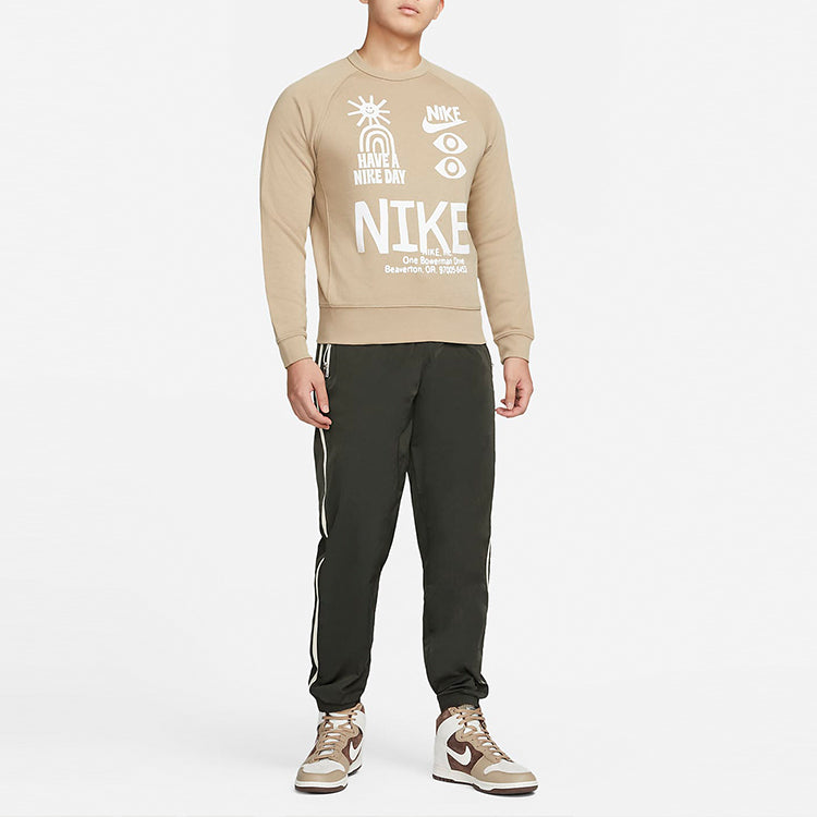Nike NSW graphic printed crew neck sweatshirt 'Tan' DQ4170-247