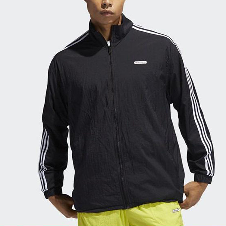 adidas originals Reverse Tt Casual Sports Reversible Stand Collar Zipper Jacket Black GN3816