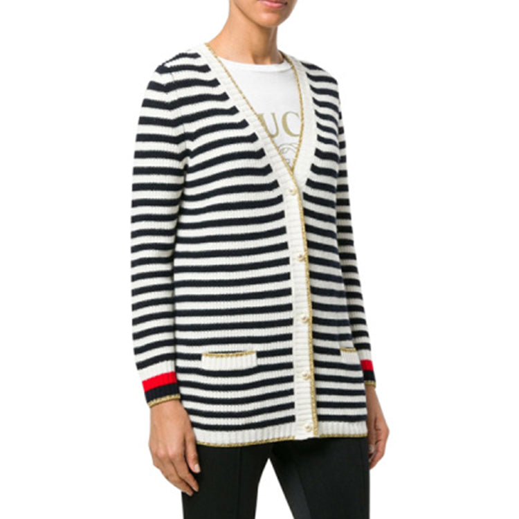 (WMNS) Gucci Striped Wool-Blend Knitted Sweater For Black/White 478216-X9M76-4367