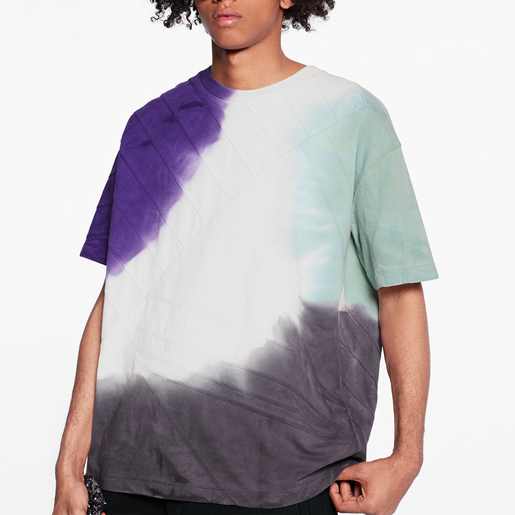 Men's LOUIS VUITTON FW21 Round Neck Pullover Tie Dye Casual Short Sleeve Colorblock 1A5PGR