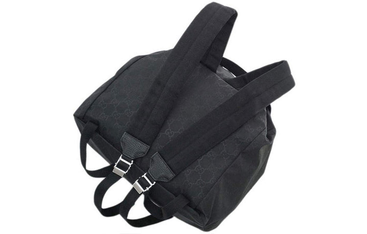Gucci Logo Leather Logo Nylon Schoolbag Backpack / Black 510343-X28AN-1000