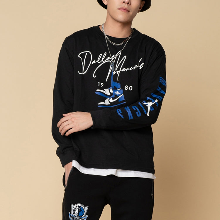 Men's Nike Casual Round Neck Pullover Printing Long Sleeves Black T-Shirt DJ6537-010