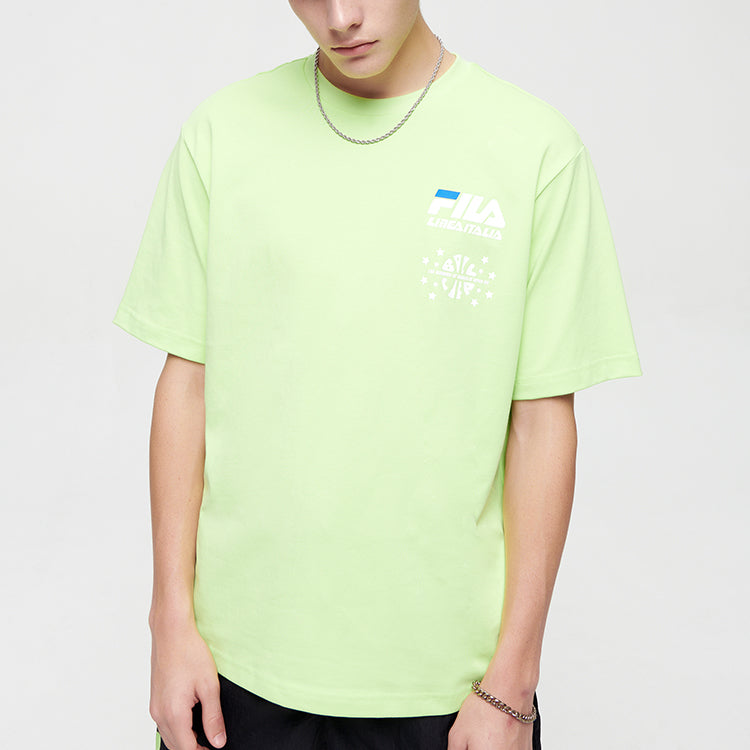 FILA FUSION Back Printing Loose Sports Round Neck Short Sleeve Unisex Green T81U125104A-LG