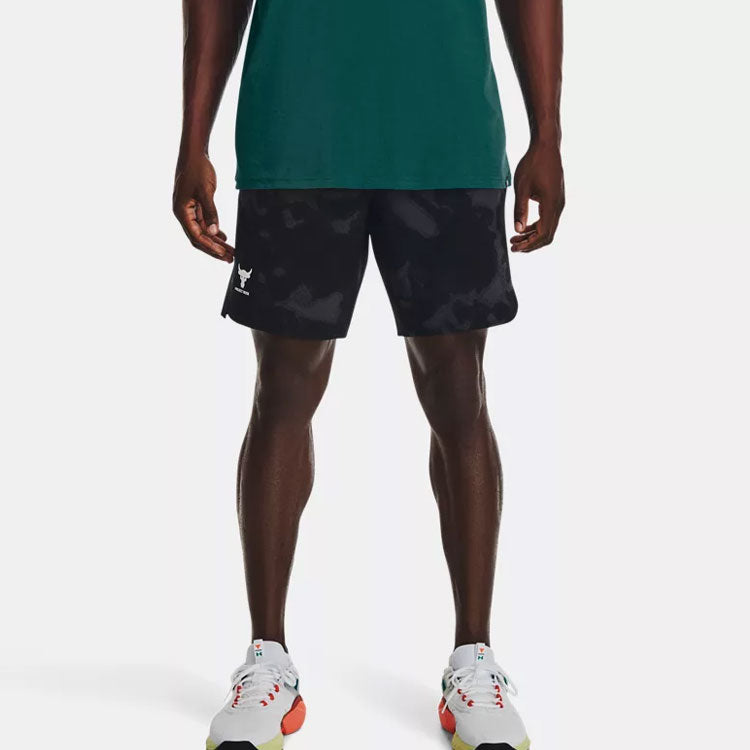 Under Armour Project Rock Woven Camo Printed Shorts 'Black' 1377438-001