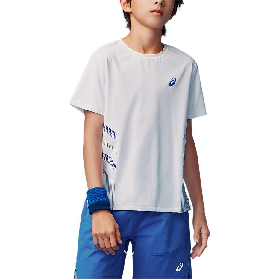 (GS) ASICS Logo T-Shirt 'White Blue' 332241175025-10