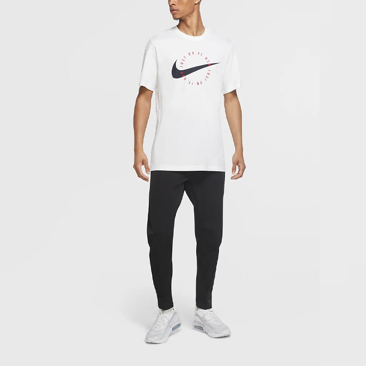 Men's Nike Logo Alphabet Printing Sports Round Neck Short Sleeve White T-Shirt DA8866-100