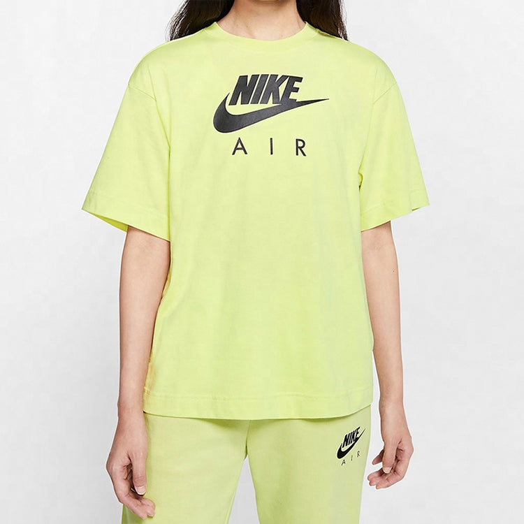(WMNS) Nike Air Alphabet Logo Printing Sports Short Sleeve Yellow CJ3106-367