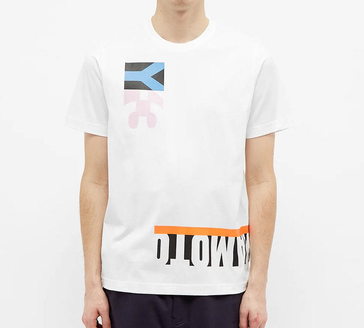 Y-3 Unisex Multi Block Graphic Tee Printing Short Sleeve White FN5728