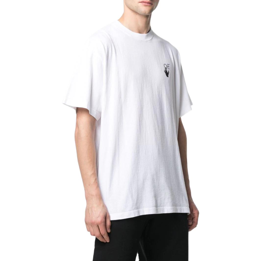 Men's Off-White SS22 Solid Color Arrow Logo Printing Round Neck Short Sleeve Loose Fit White T-Shirt OMAA038R21JER00201250125