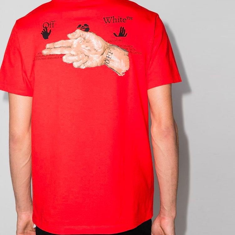 Off-White SS21 Alphabet Printing Round Neck Short Sleeve Loose Fit Red OMAA027R21JER0112531