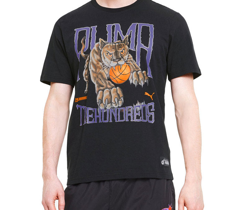 PUMA x The Hundreds Tee Printing Round Neck Short Sleeve Black 596750-01