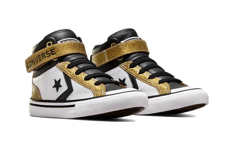 (GS) Converse Pro Blaze Strap Sneaker 'White Gold Black' A05523C