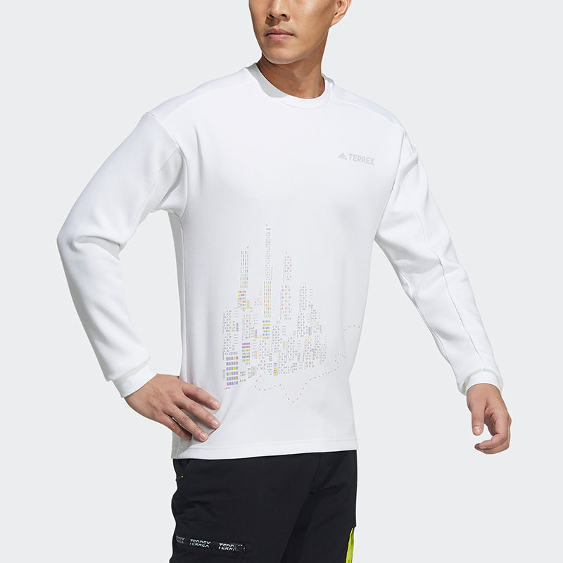 adidas Mtnlt Gfx Sweat Casual Sports Pullover Round Neck White GN7572