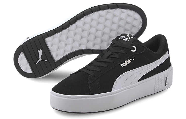 (WMNS) PUMA Smash Platform V2 Suede 'Black White' 373037-04