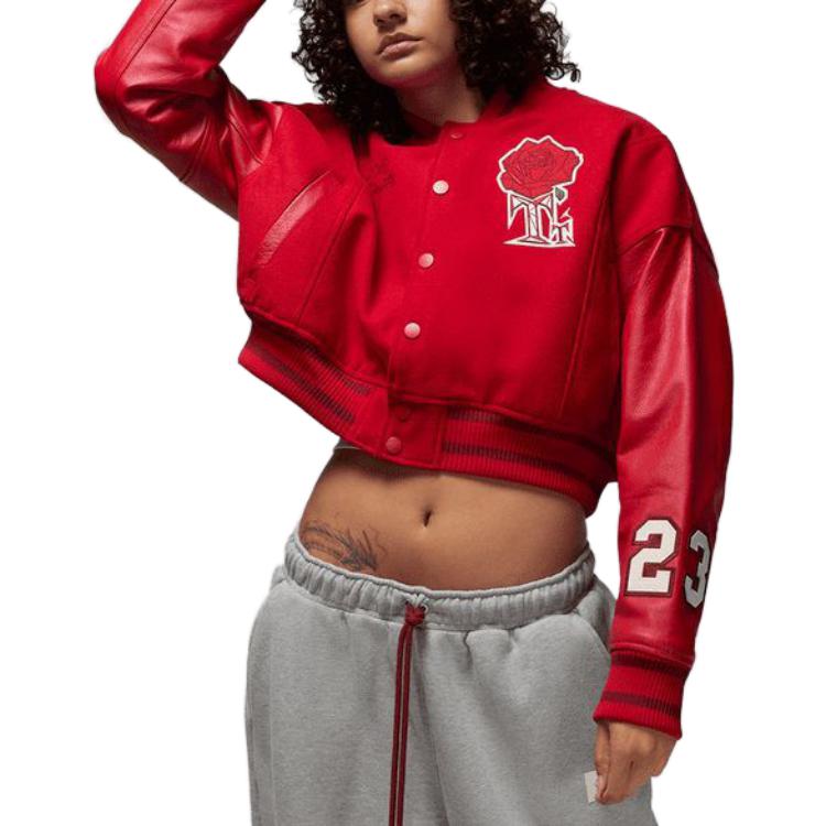 (WMNS) Air Jordan x Teyana Taylor Varsity Jacket Asia Sizing 'Gym Red' FB2643-687