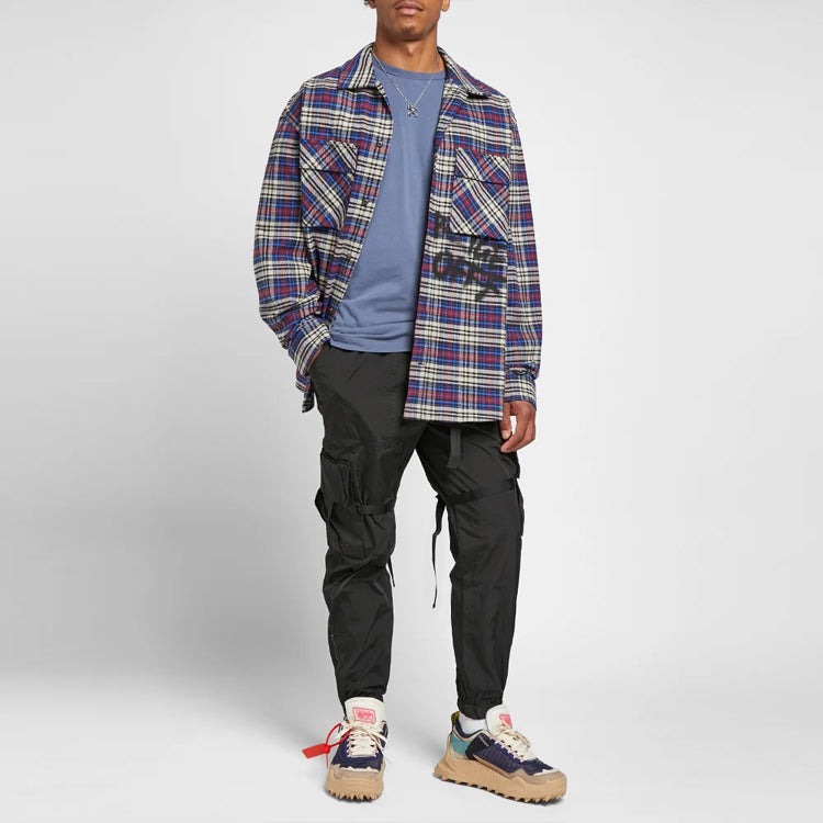 Off-White C/O VIRGIL ABLOH OW FLANNEL CHECK SHIRT BLUE OMGA091F19F330063010