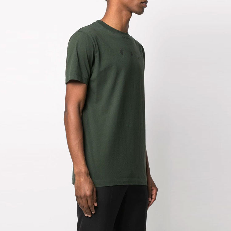 Off-White SS21 Back Printing Round Neck Short Sleeve Version Green OMAA027S21JER0125955
