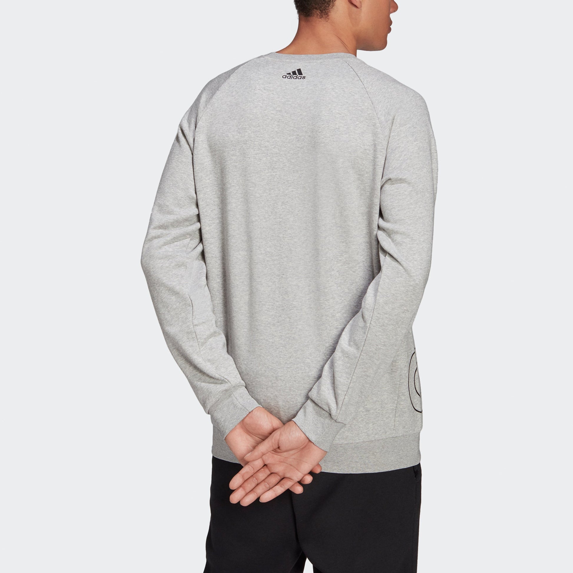 Men's adidas Big Lo Swt Ft Logo Printing Casual Sports Round Neck Light Grey HB5087