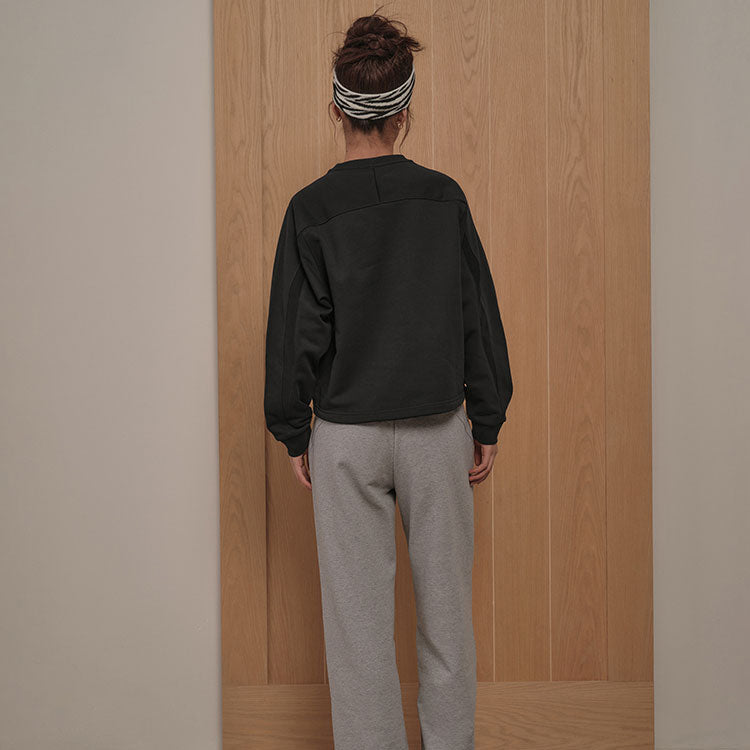 (WMNS) Reebok Round Neck Knitted Loose Casual Pullover Sweatshirt 'Black' 23FRC304WGH0