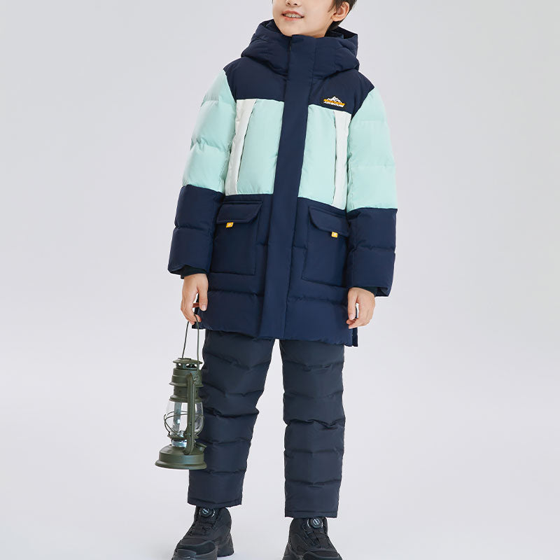 (GS) Skechers Mid-Length Down Jacket 'Navy White Teal' L423B050-002Z