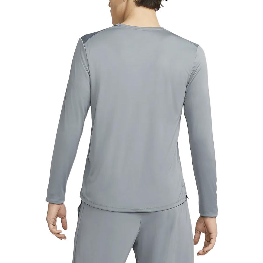 Men's Nike Dri-FIT Solid Color Logo Printing Sports Long Sleeves Asia Edition Smoke Gray T-Shirt DD4577-084