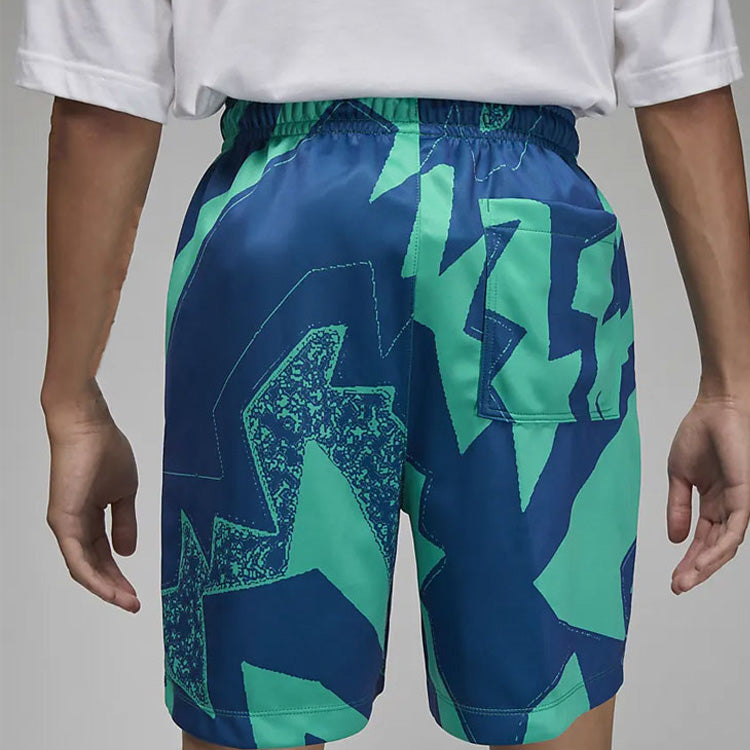 Air Jordan Character Pattern Printing Elastic Waistband Straight Shorts Men's Green DQ7353-322