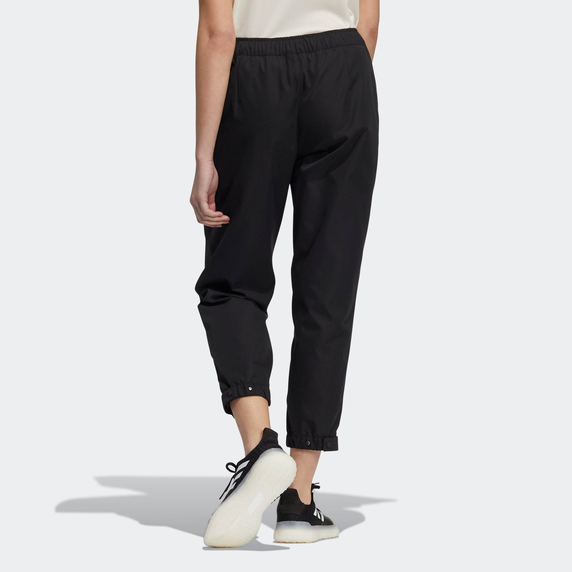 (WMNS) adidas Sty W Pt Wv Elastic Button Waist Sports Black Pants H07388